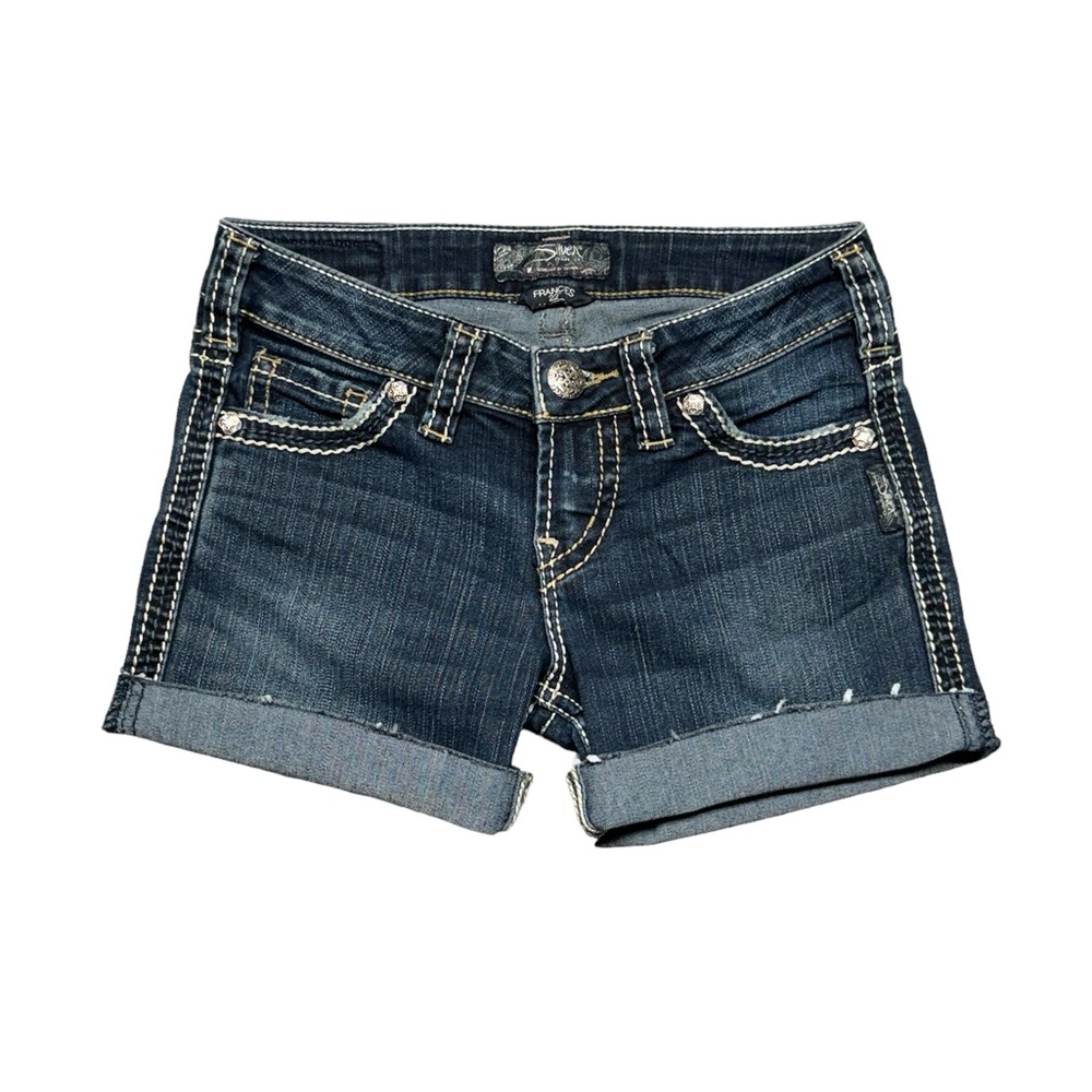 Silver Jeans Frances Cut Off Shorts Womens Size 25 Dark Wash Stretch‎ Denim Blue